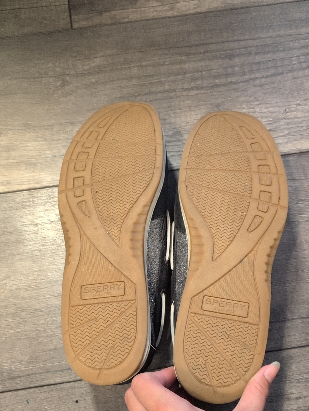 Sperry Womens Black Shoes with Silver Glitter Accents - Picture 5 of 5